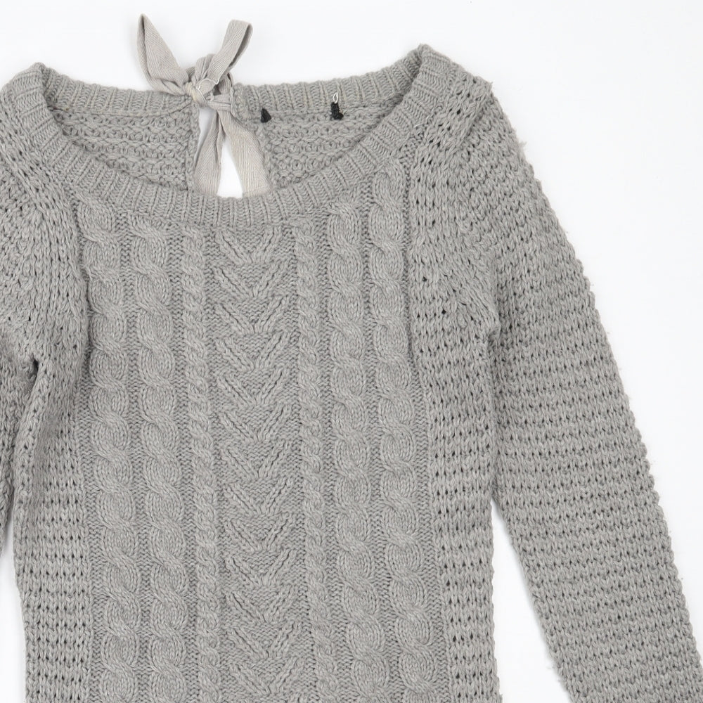 Preworn Womens Grey Round Neck  Acrylic Pullover Jumper Size S