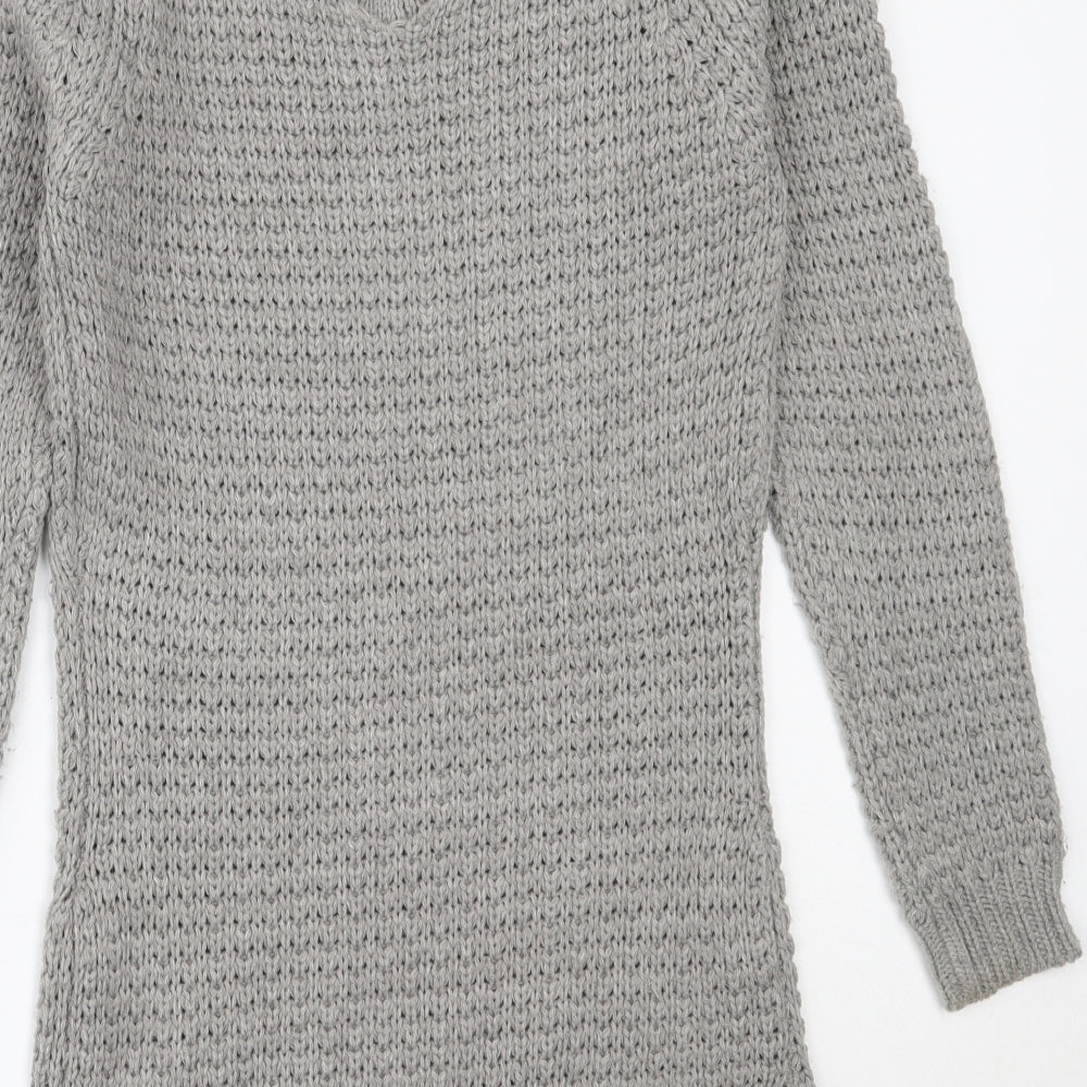 Preworn Womens Grey Round Neck  Acrylic Pullover Jumper Size S