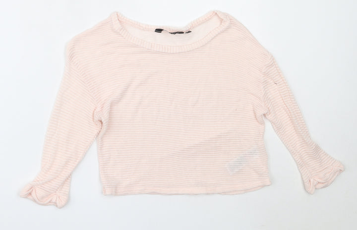 New Look Girls Pink Round Neck  Viscose Pullover Jumper Size 10-11 Years