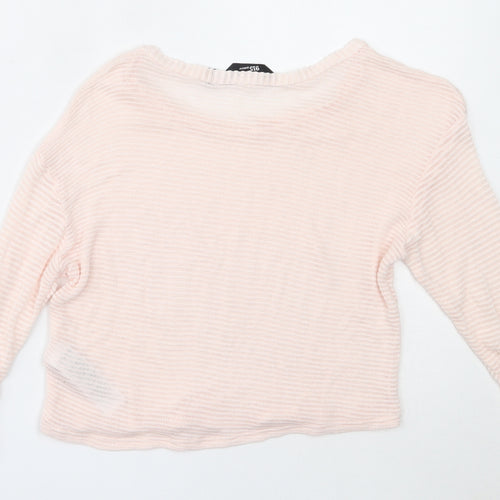 New Look Girls Pink Round Neck  Viscose Pullover Jumper Size 10-11 Years