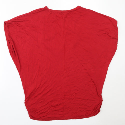 Elisa Womens Red  Viscose Basic T-Shirt Size XL Round Neck