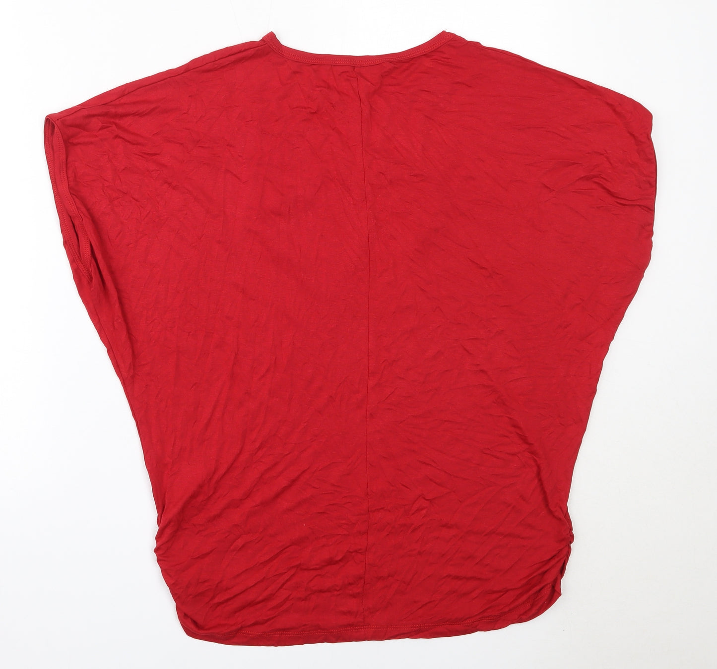 Elisa Womens Red  Viscose Basic T-Shirt Size XL Round Neck