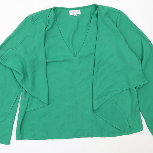 In the Style Womens Green  Polyester Basic Blouse Size 14 V-Neck