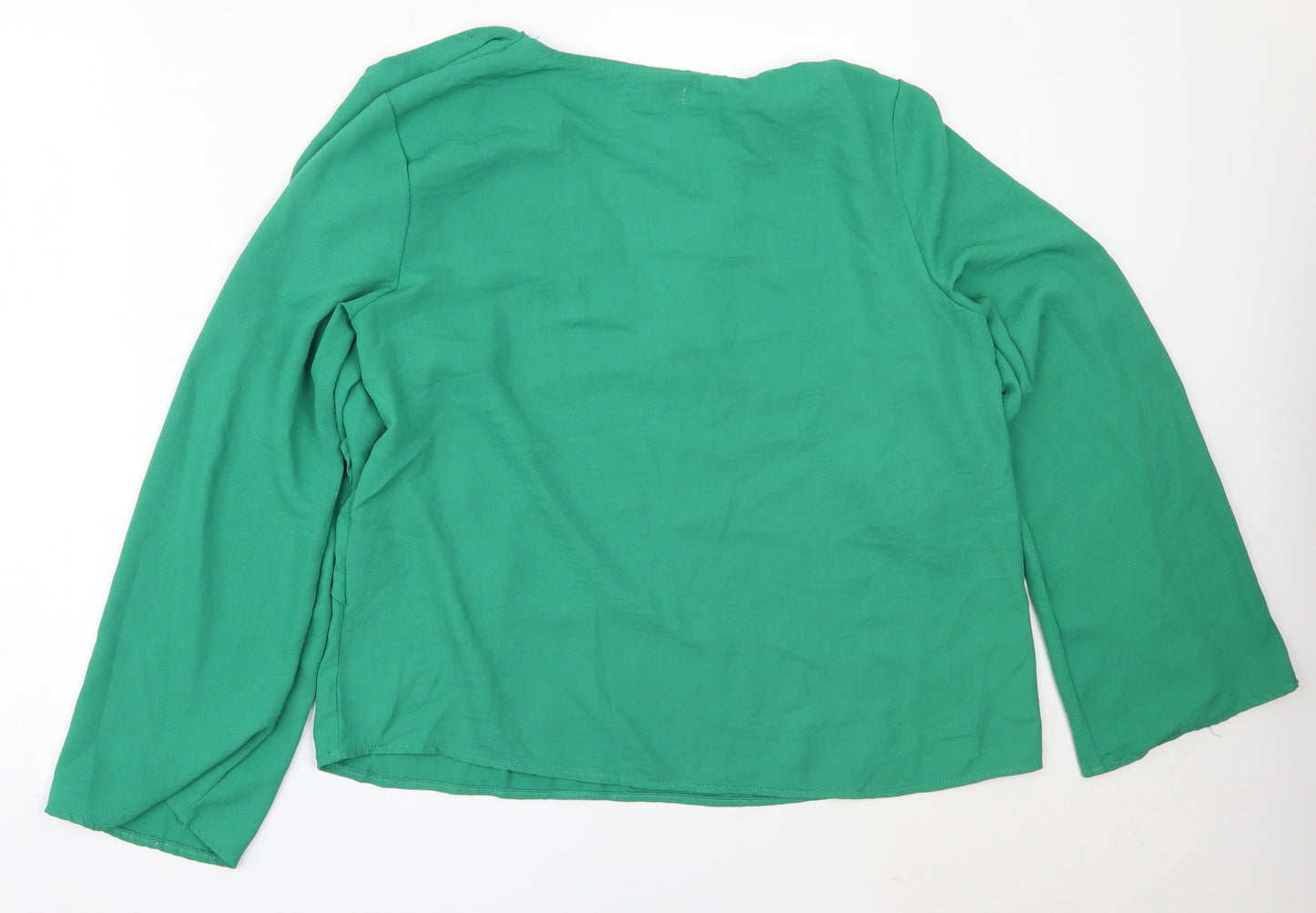 In the Style Womens Green  Polyester Basic Blouse Size 14 V-Neck