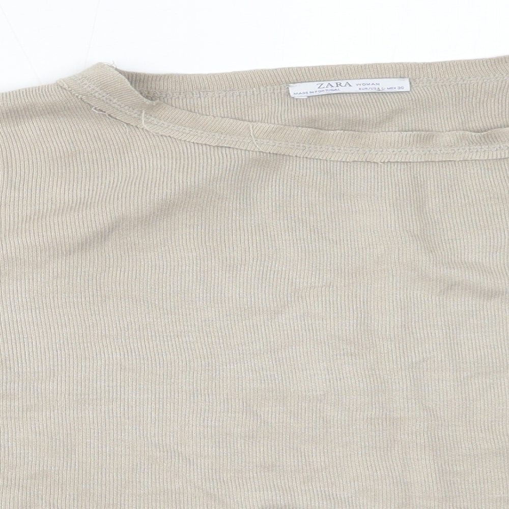 Zara Womens Beige Round Neck  Acrylic Pullover Jumper Size L
