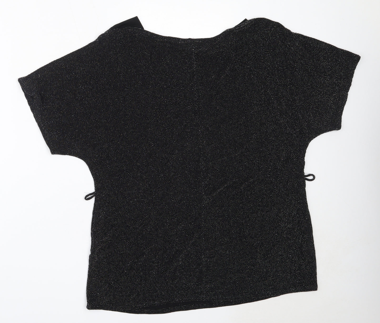 Papaya Womens Black  Polyamide Basic Blouse Size 16 Round Neck