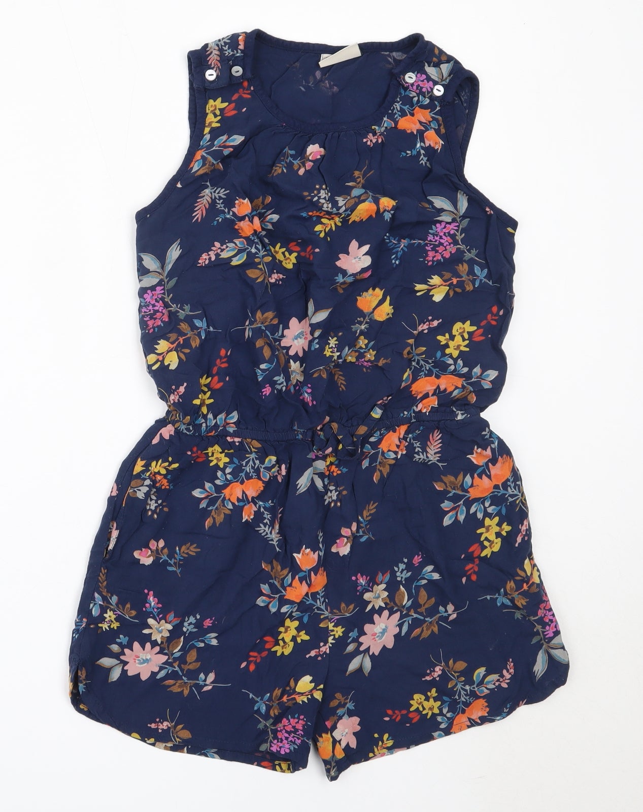 NEXT Girls Blue Floral Viscose Playsuit One-Piece Size 10 Years