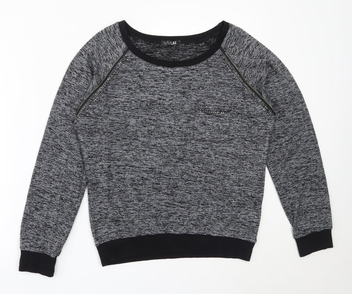 Quiz Womens Grey Polyester Pullover Sweatshirt Size S