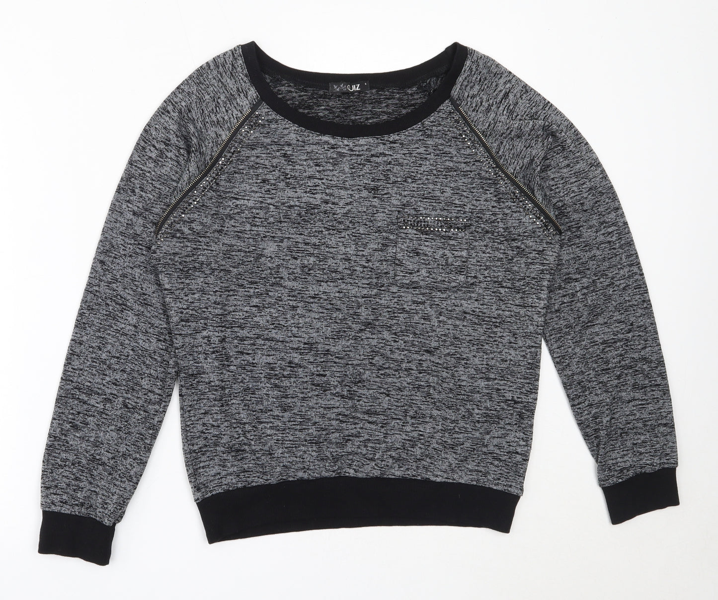 Quiz Womens Grey  Polyester Pullover Sweatshirt Size S