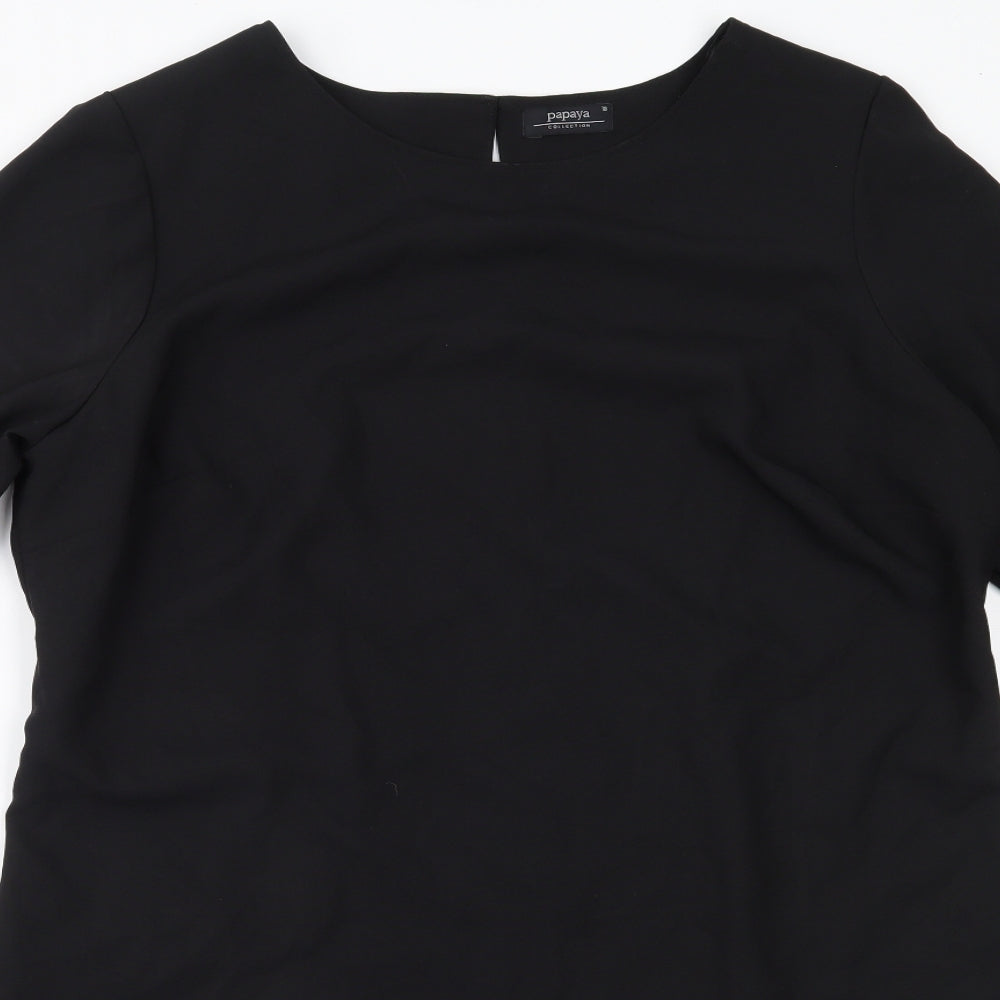 Papaya Womens Black  Polyester Shift  Size 18  Round Neck