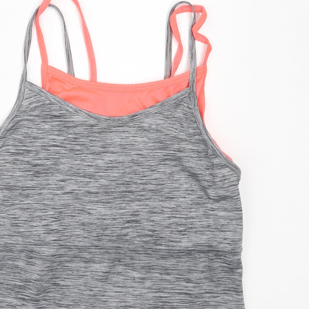 Matalan Womens Grey  Polyester Basic Tank Size M Round Neck