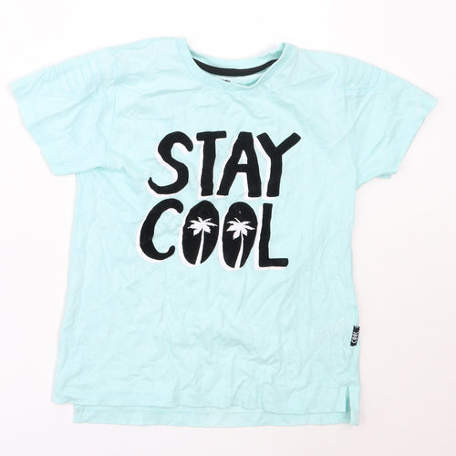 Primark Boys Blue  Cotton Basic T-Shirt Size 6-7 Years Round Neck