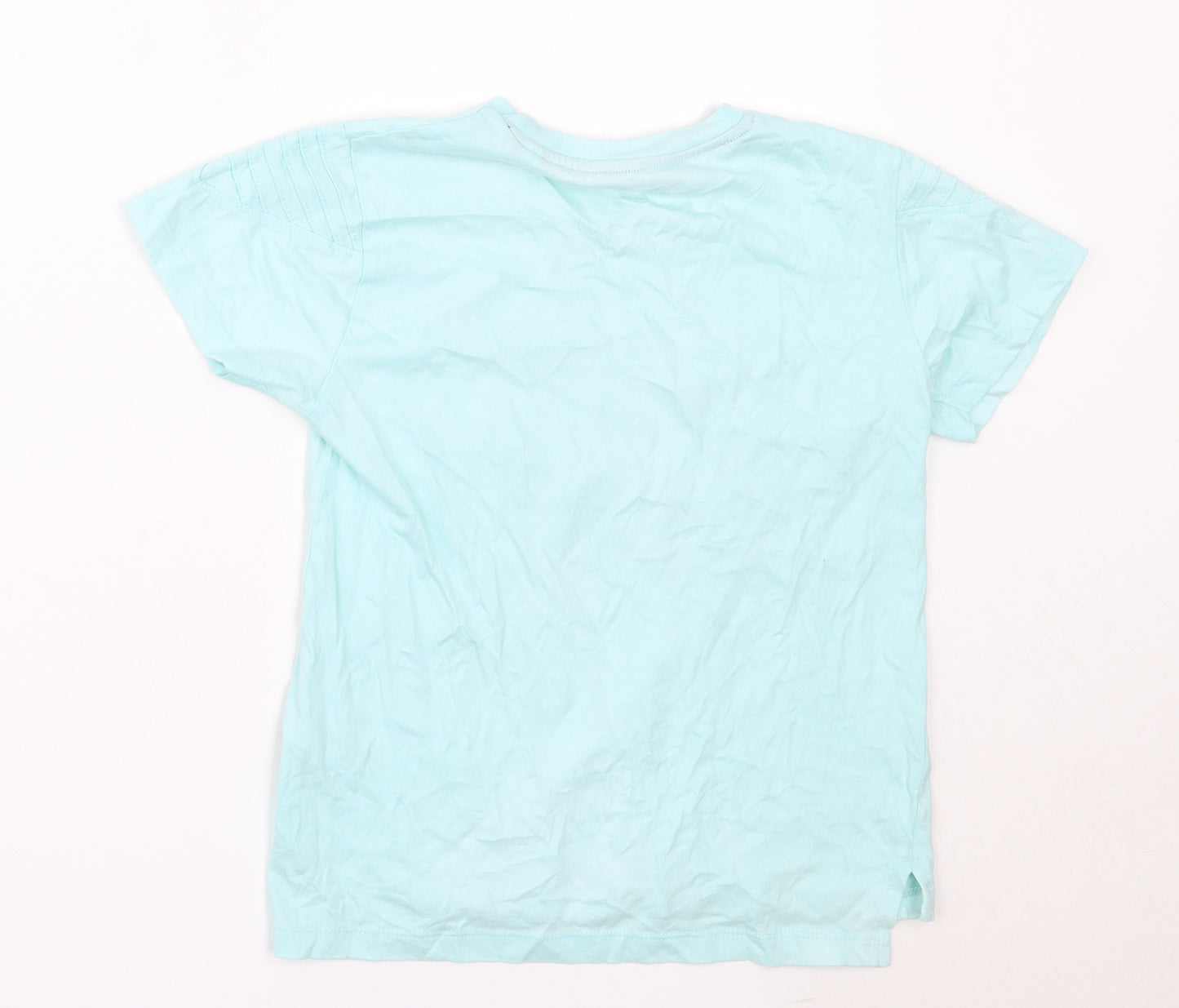 Primark Boys Blue  Cotton Basic T-Shirt Size 6-7 Years Round Neck