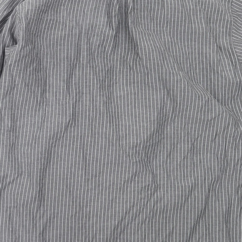 Tom Hagan Mens Grey Striped Polyester  Button-Up Size XL Collared