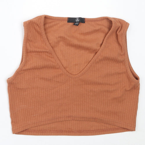Missguided Womens Orange  Polyester Cropped Tank Size 12 V-Neck
