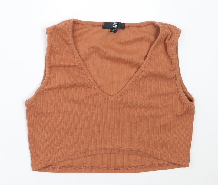 Missguided Womens Orange Polyester Cropped Tank Size 12 V-Neck