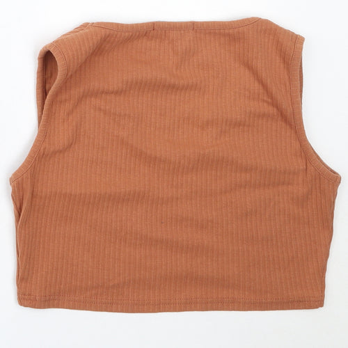 Missguided Womens Orange  Polyester Cropped Tank Size 12 V-Neck