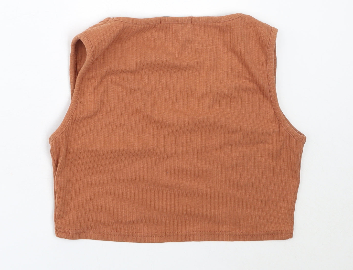 Missguided Womens Orange  Polyester Cropped Tank Size 12 V-Neck