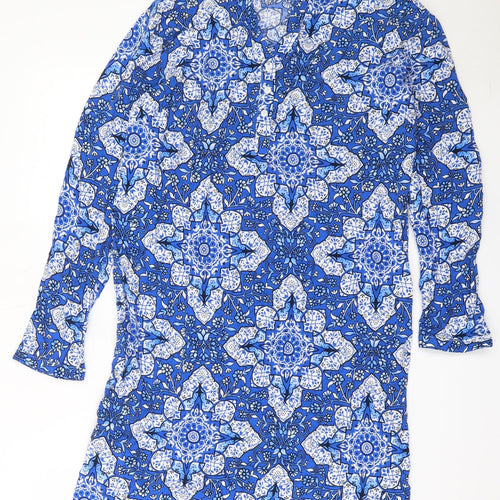 Real Clothing Womens Blue Geometric Viscose Mini  Size XL  V-Neck