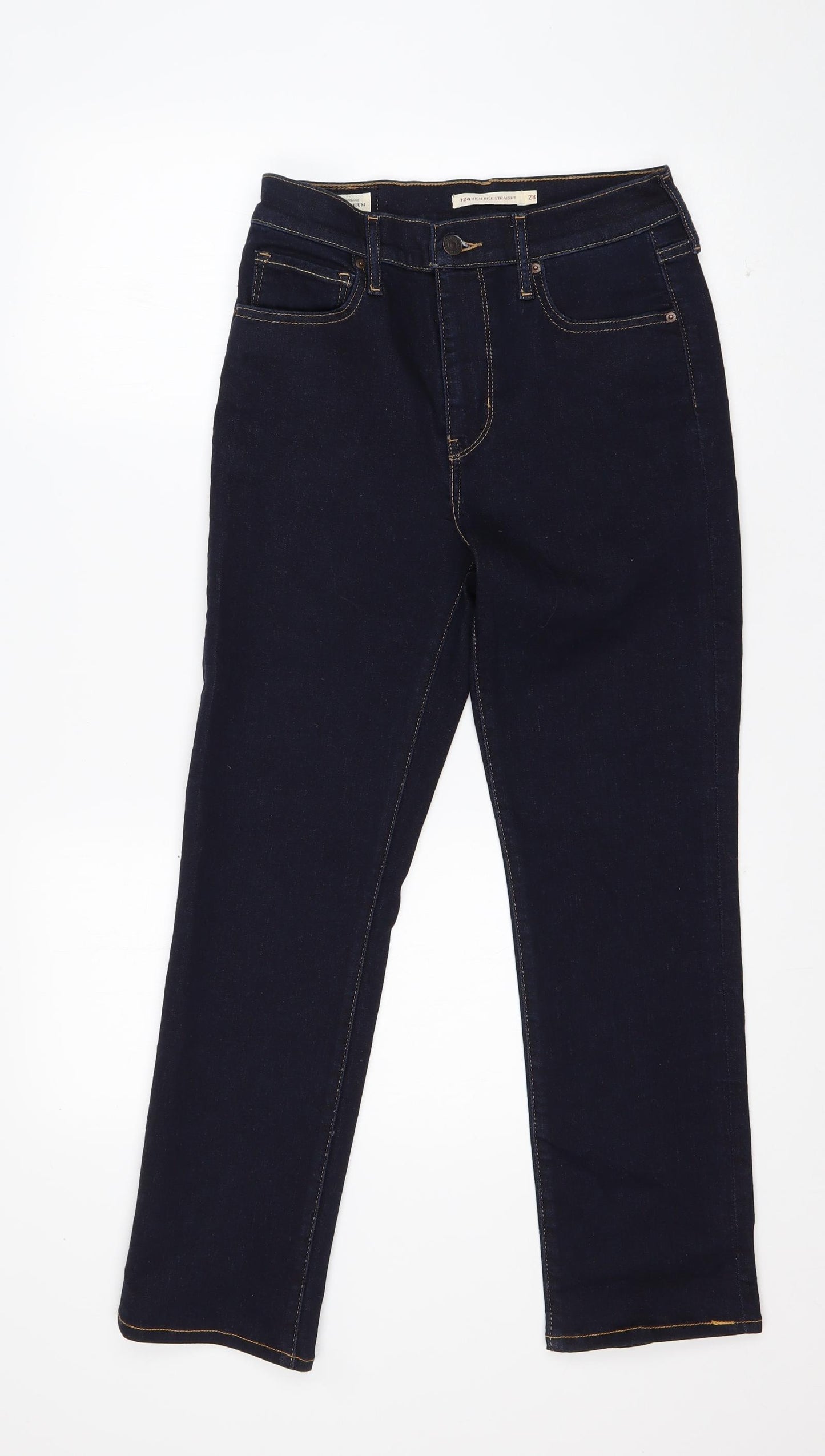 Levi's Womens Blue  Cotton Straight Jeans Size 28 in L26 in Regular Button