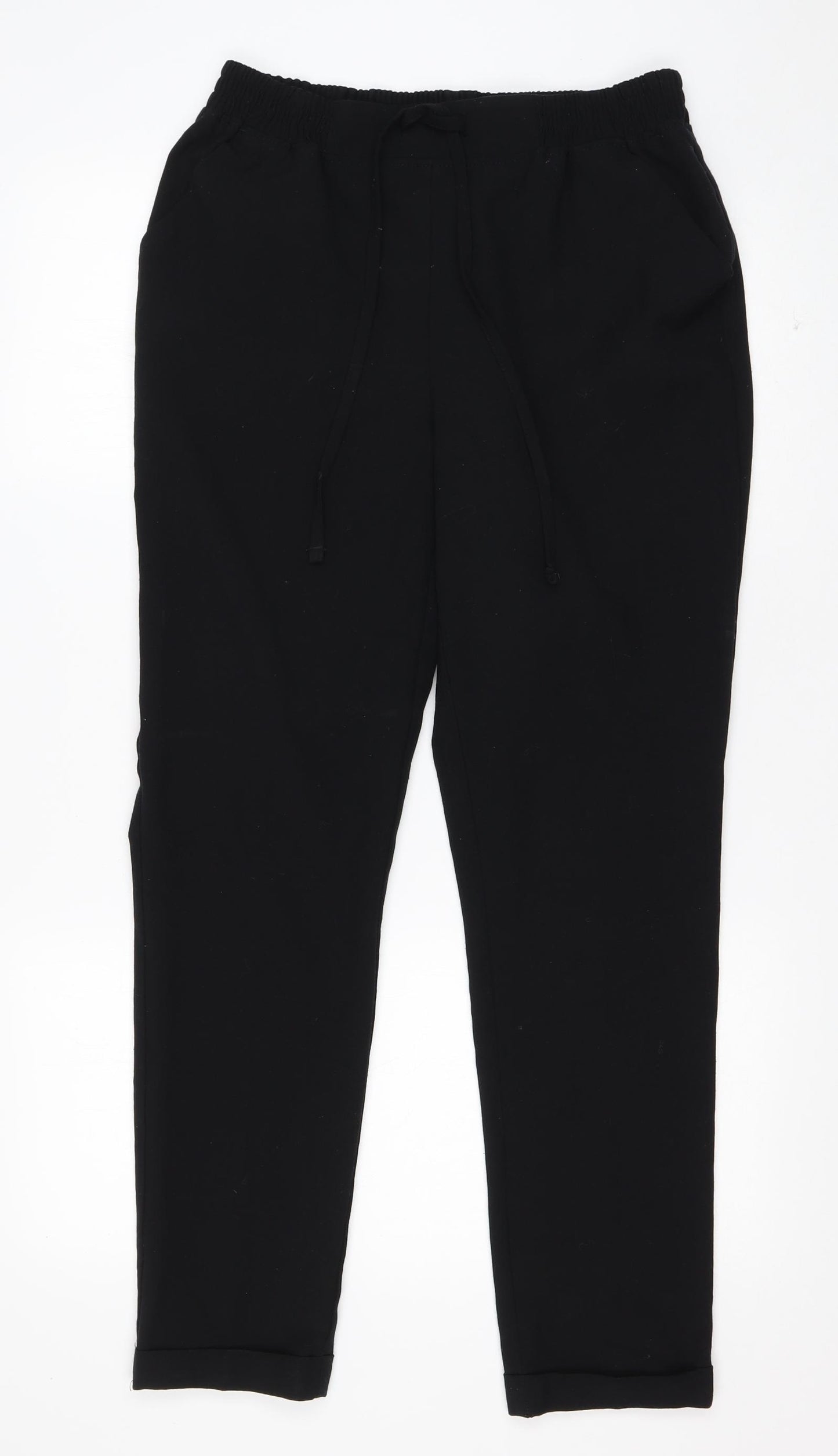 NEXT Womens Black  Polyester Trousers  Size 8 L27 in Regular Drawstring