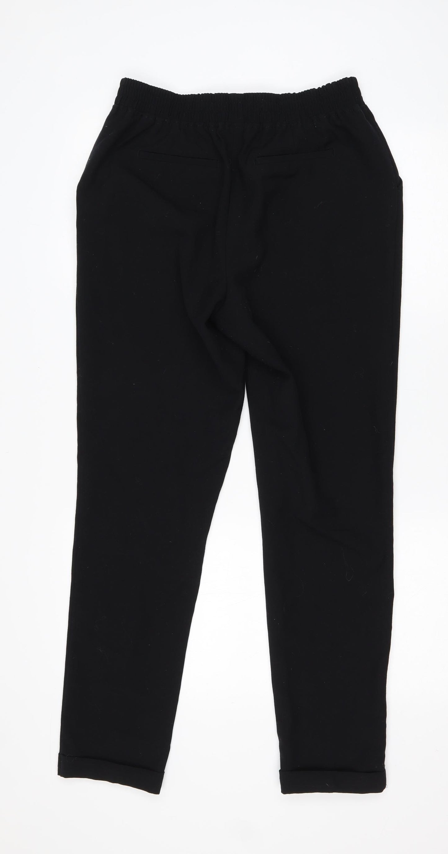 NEXT Womens Black  Polyester Trousers  Size 8 L27 in Regular Drawstring