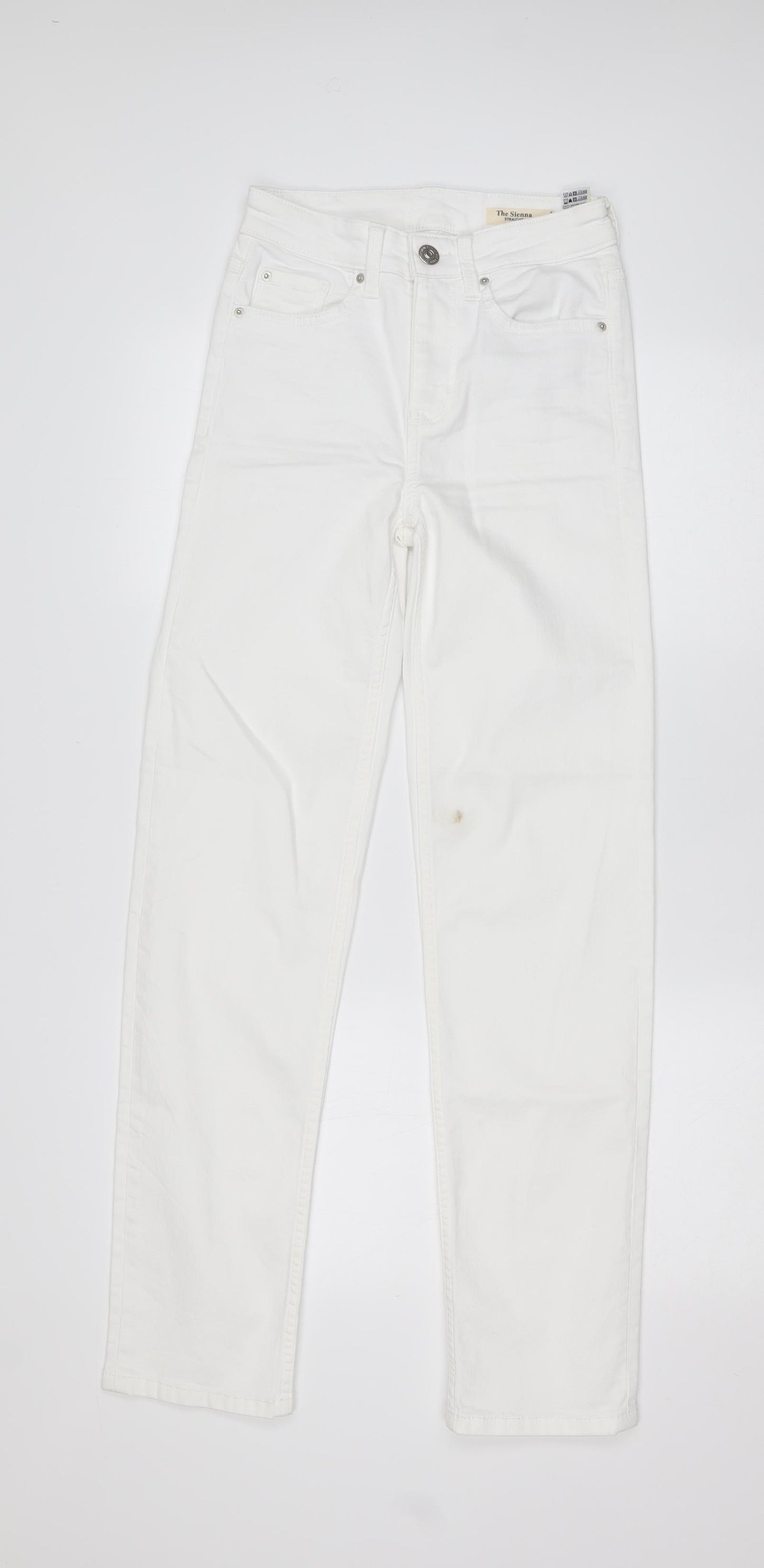Marks and Spencer Womens White  Cotton Straight Jeans Size 6 L29 in Regular Button