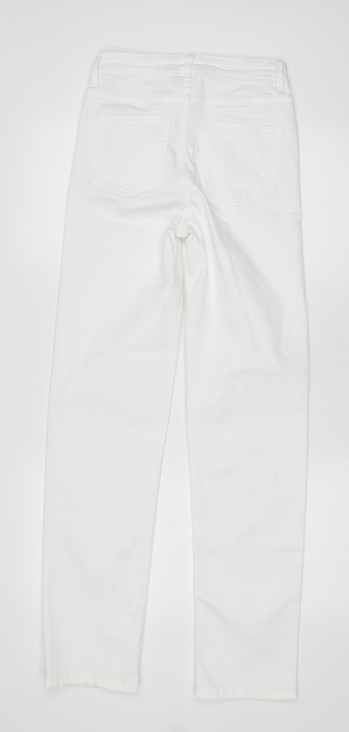 Marks and Spencer Womens White  Cotton Straight Jeans Size 6 L29 in Regular Button