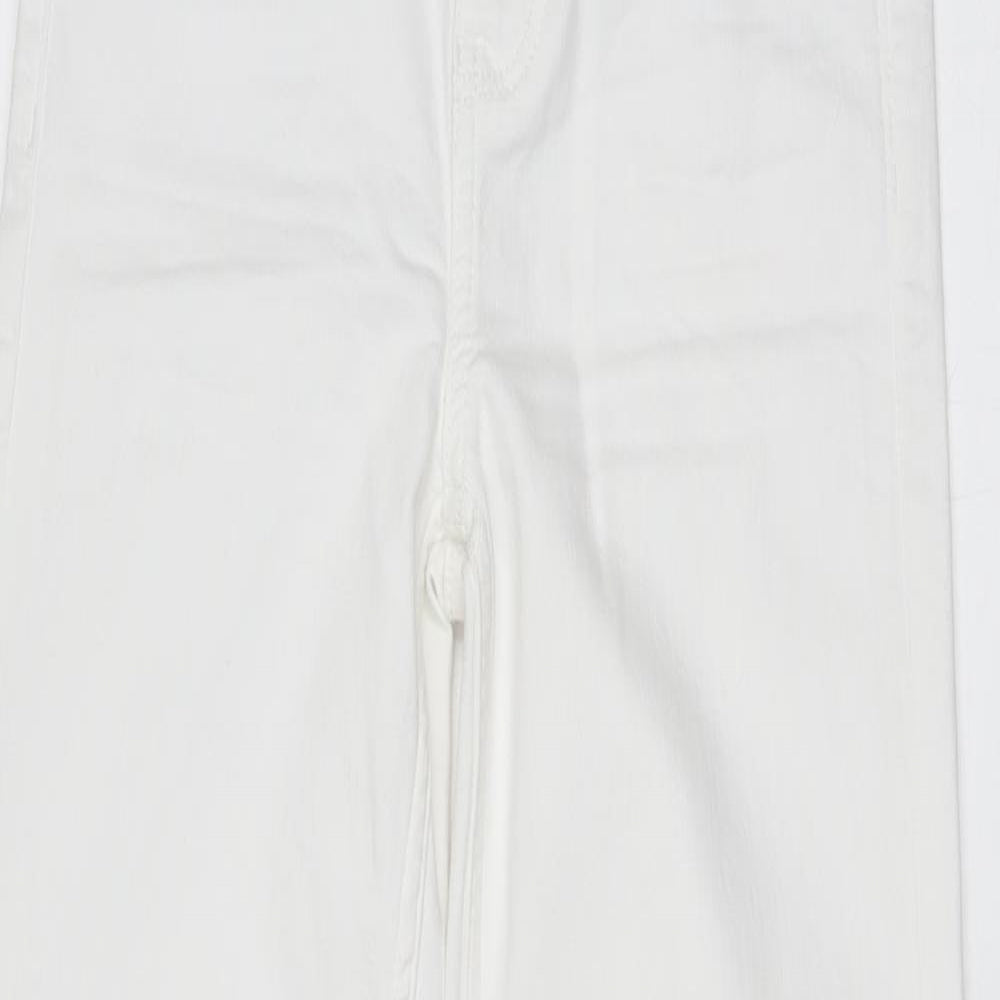 Marks and Spencer Womens White  Cotton Straight Jeans Size 6 L29 in Regular Button