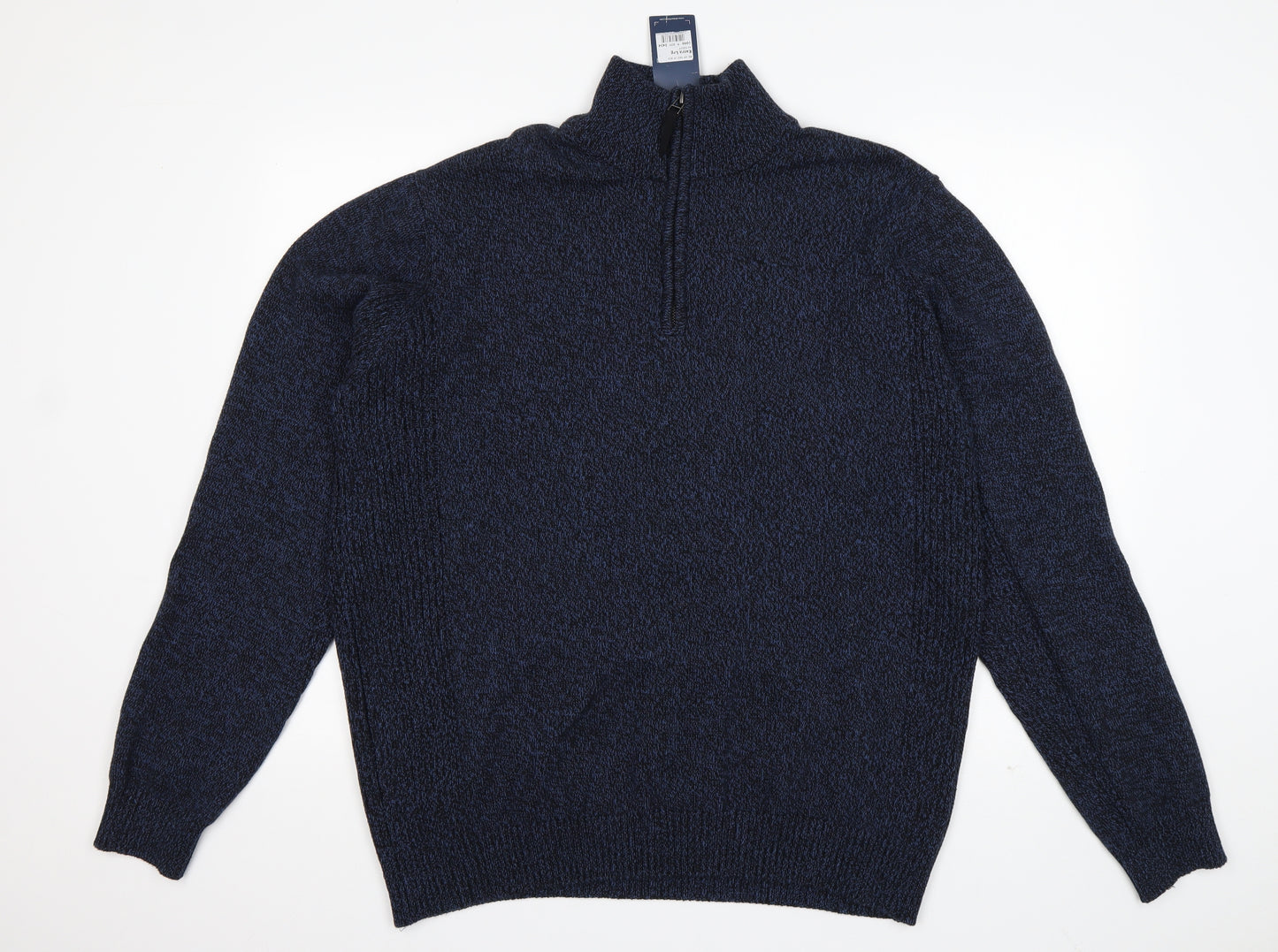 Maine Mens Blue High Neck  Cotton Pullover Jumper Size XL