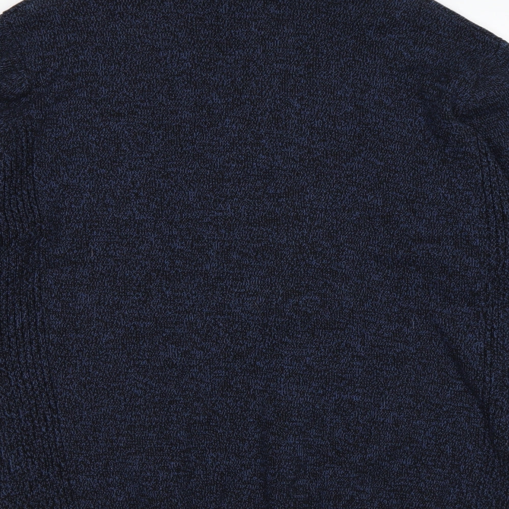Maine Mens Blue High Neck  Cotton Pullover Jumper Size XL