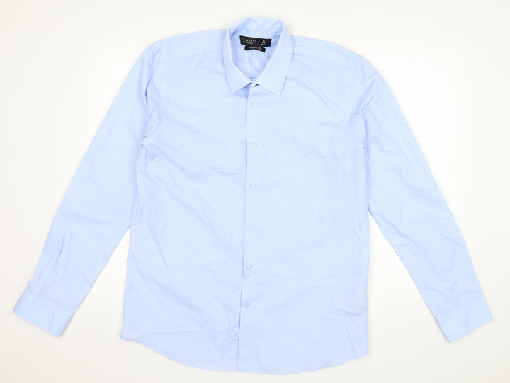 Primark Mens Blue  Polyester  Button-Up Size 15.5 Collared Button