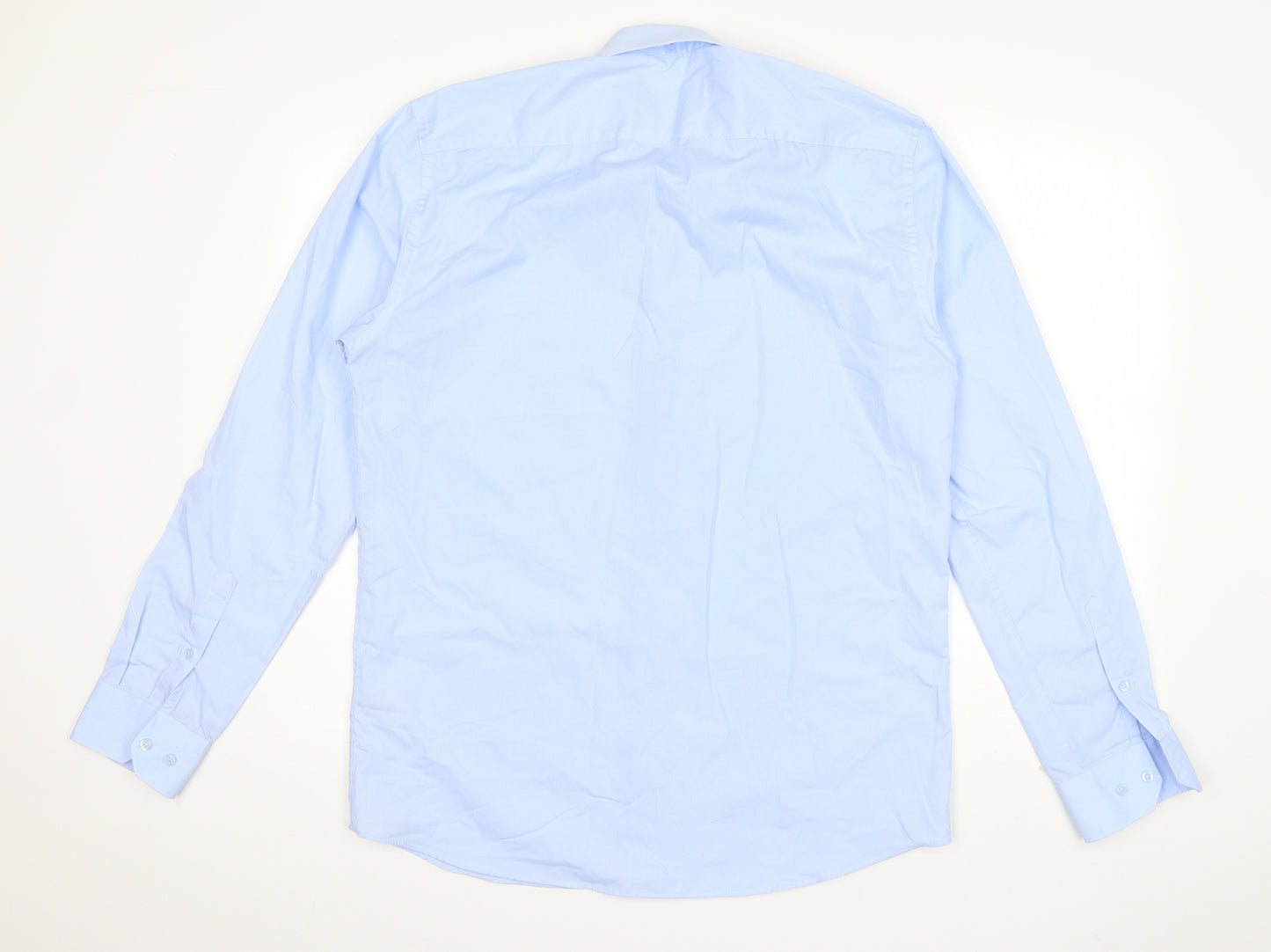 Primark Mens Blue  Polyester  Button-Up Size 15.5 Collared Button