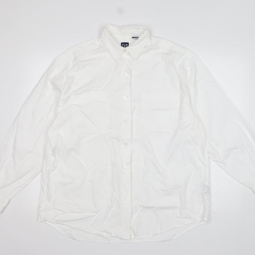Gap Womens White  Cotton Basic Button-Up Size L Collared