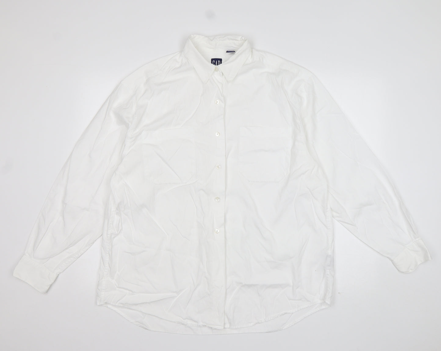 Gap Womens White  Cotton Basic Button-Up Size L Collared