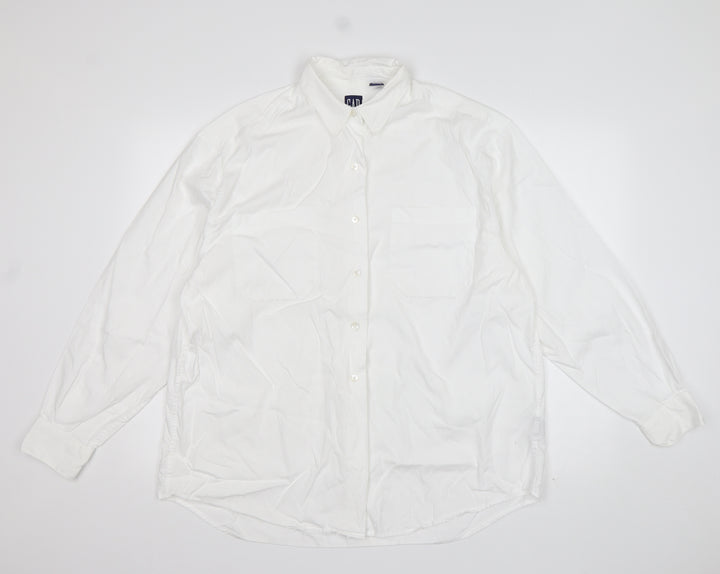 Gap Womens White  Cotton Basic Button-Up Size L Collared