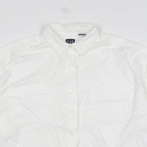 Gap Womens White  Cotton Basic Button-Up Size L Collared