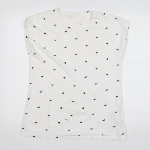 Miso Womens White Geometric Cotton Basic T-Shirt Size 18 Round Neck - Love Heart