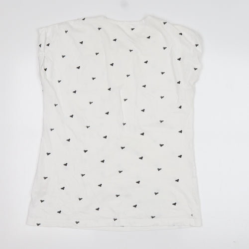 Miso Womens White Geometric Cotton Basic T-Shirt Size 18 Round Neck - Love Heart