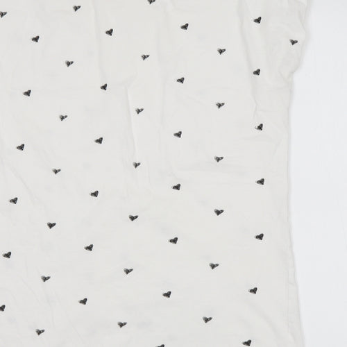 Miso Womens White Geometric Cotton Basic T-Shirt Size 18 Round Neck - Love Heart