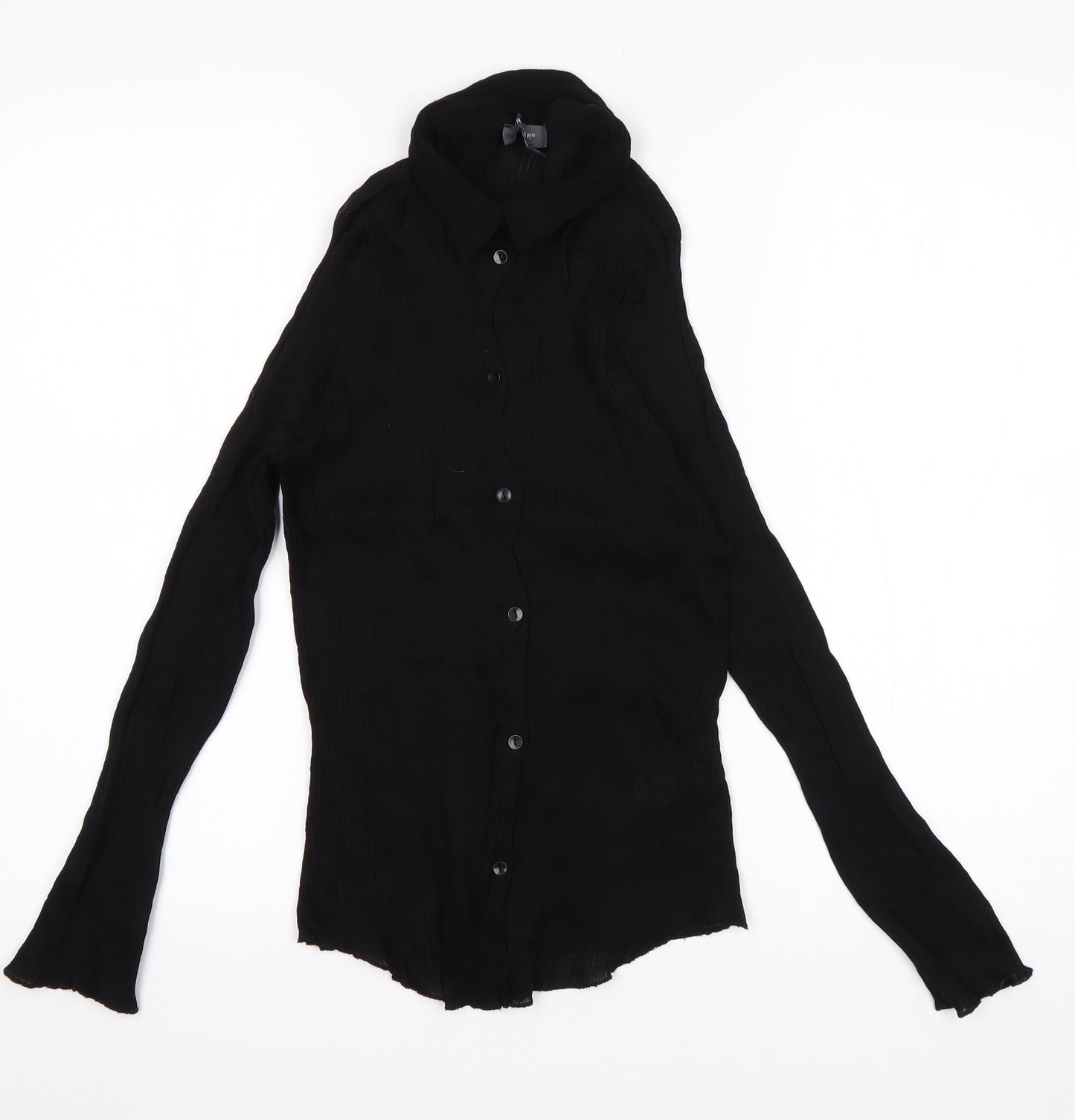 Primark Womens Black  Polyamide Basic Button-Up Size 14 Collared
