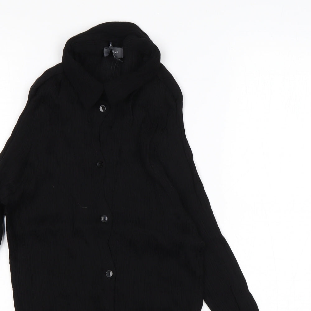 Primark Womens Black  Polyamide Basic Button-Up Size 14 Collared