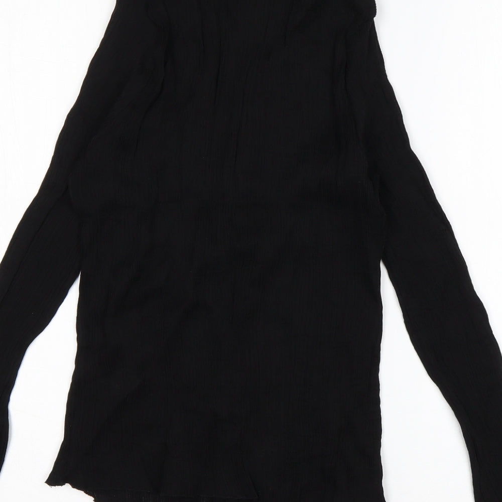 Primark Womens Black  Polyamide Basic Button-Up Size 14 Collared