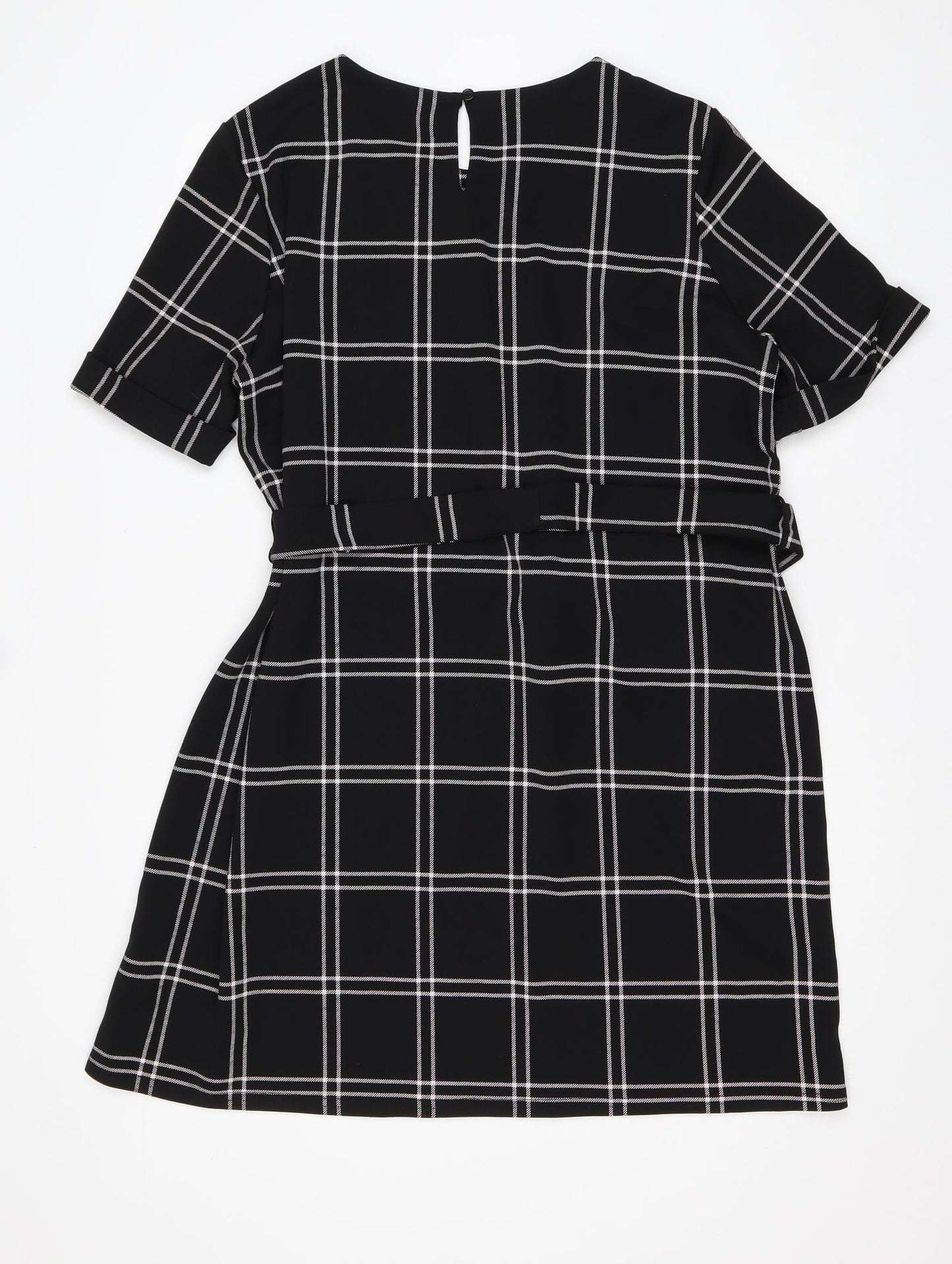 Pep & Co  Womens Black Check Polyester T-Shirt Dress  Size 18  Round Neck Pullover