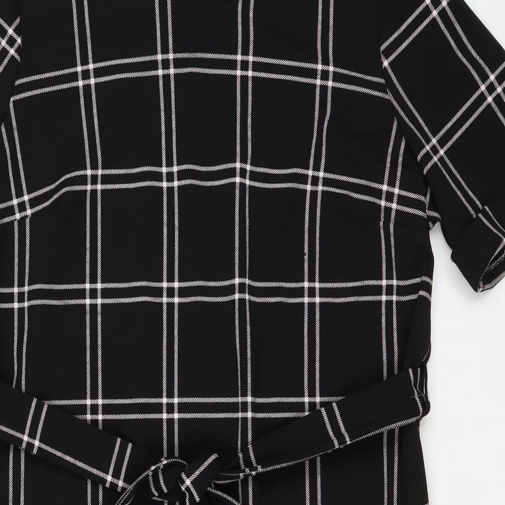 Pep & Co  Womens Black Check Polyester T-Shirt Dress  Size 18  Round Neck Pullover