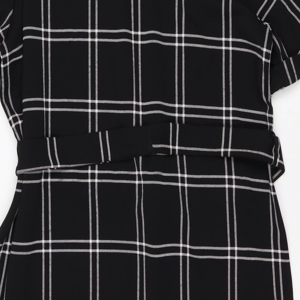 Pep & Co  Womens Black Check Polyester T-Shirt Dress  Size 18  Round Neck Pullover
