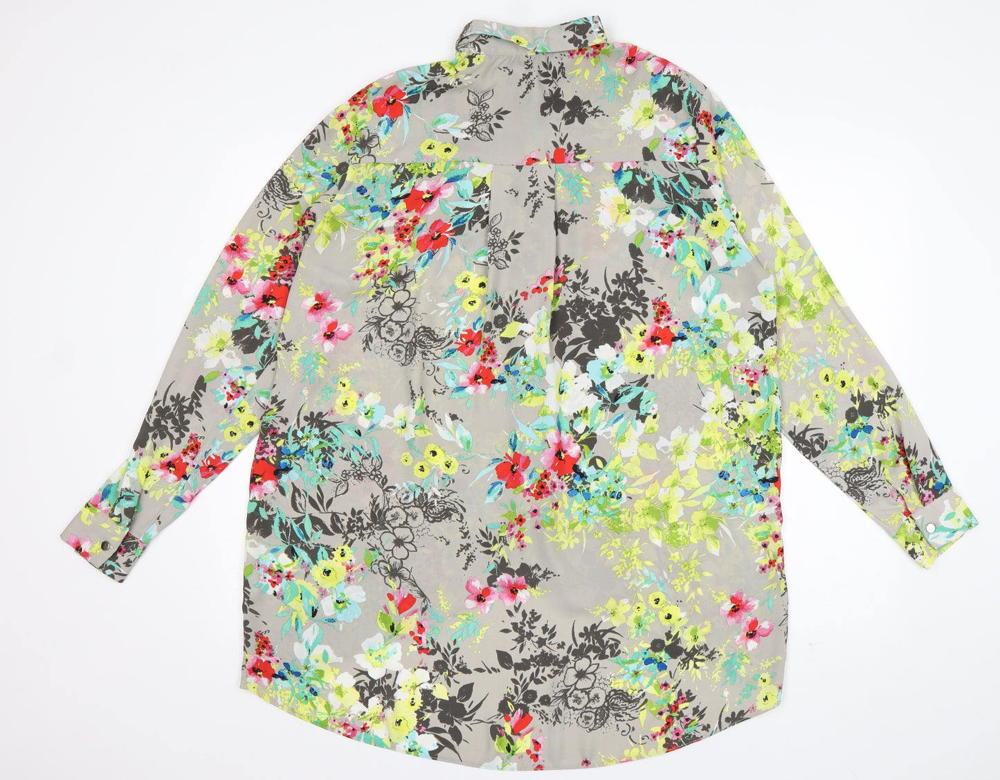 Atmopshere Womens Grey Floral Polyester Basic Blouse Size 14 Collared