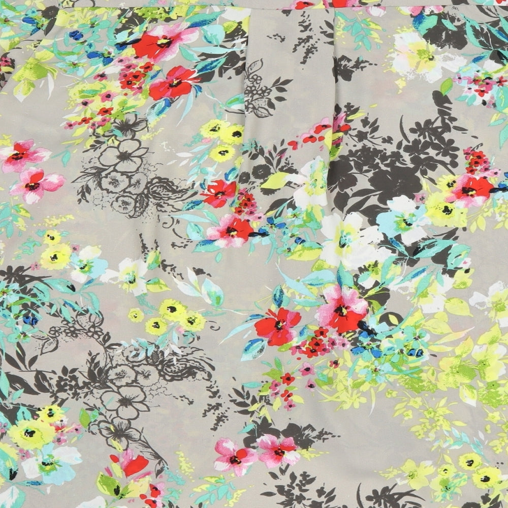 Atmopshere Womens Grey Floral Polyester Basic Blouse Size 14 Collared