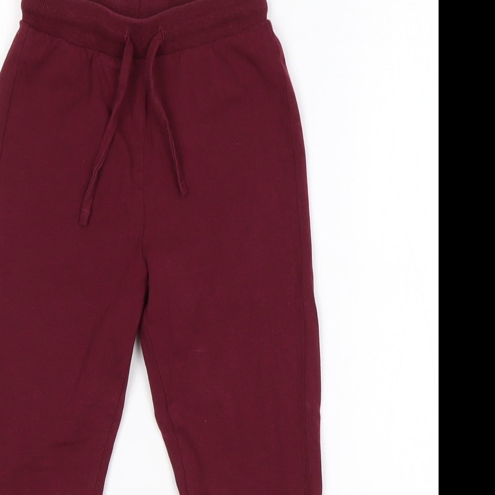 H&M Girls Red  Cotton Jogger Trousers Size 5 Years  Regular Drawstring