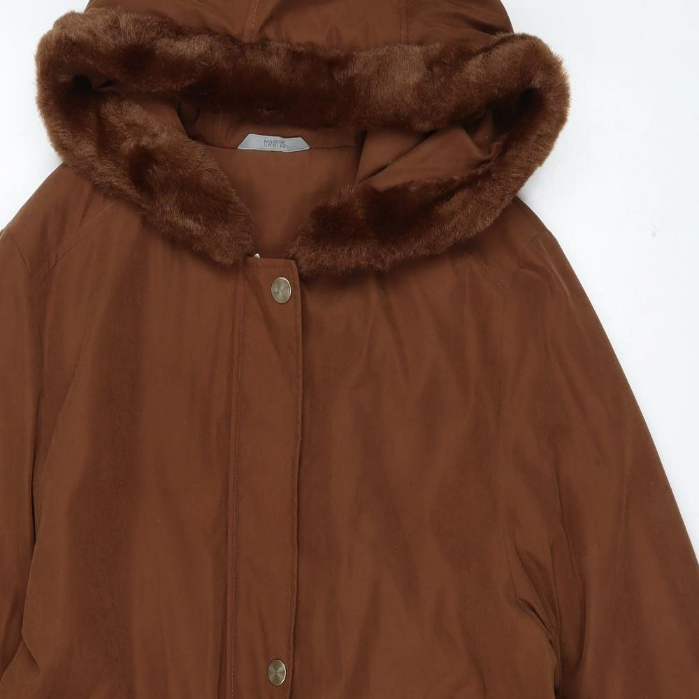Marks and Spencer Womens Brown   Parka Coat Size 16  Lace Up